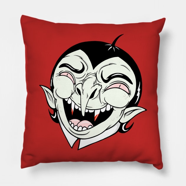 Vampire Face Pillow by flynnryanart