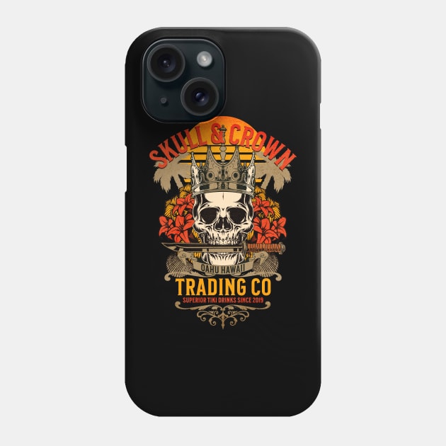 Skull & Crown Trading Co Oahu Hawaii Bar Lounge Tiki Drinks Hawaiian Collection Phone Case by Joaddo