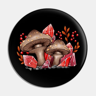 Mushrooms and Crystals Pin