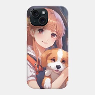 Anime Girl with a cute Dog #017 Phone Case