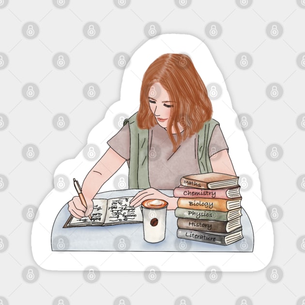 Writing girl (2) Magnet by piscoletters