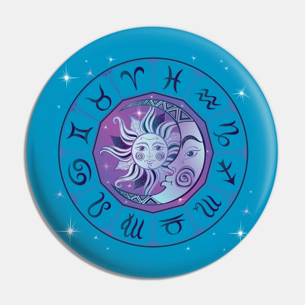 Zodiac Sign Wheel Sun Moon Pin by letnothingstopyou