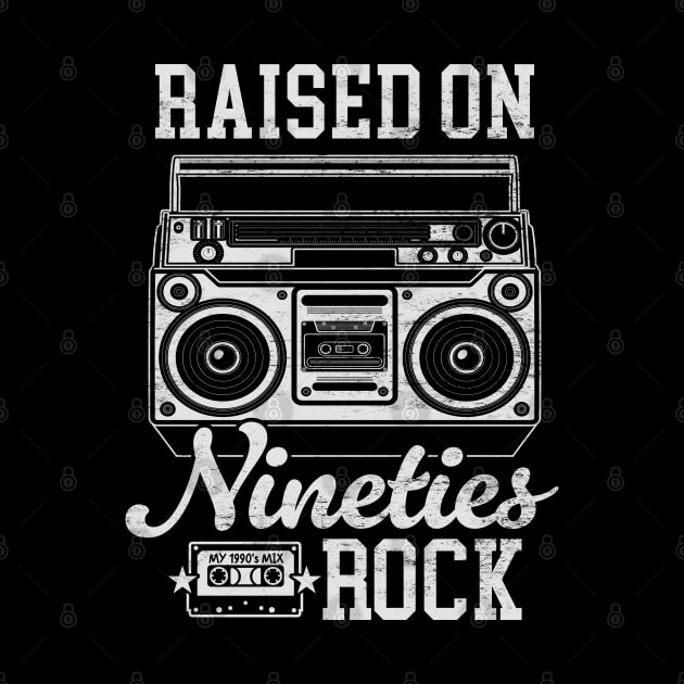 Raised on 90's Rock: Funny Vintage Boom Box and Cassette Tape by TwistedCharm