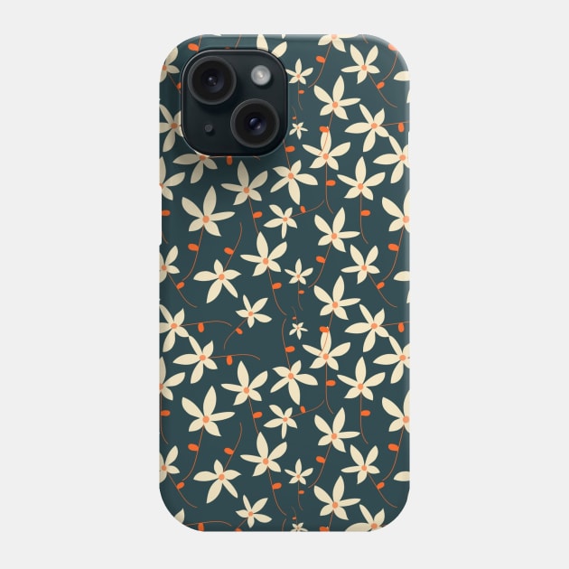 Gray & White Floral Design Phone Case by FloralPatterns