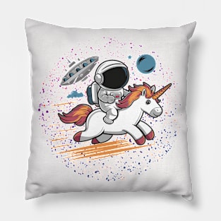 Space Escape: Astronaut Riding Fiery Unicorn Pillow