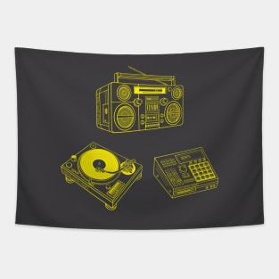 Boombox, Beat Maker, Turntable (Yellow Rose Lines) Analog / Music Tapestry