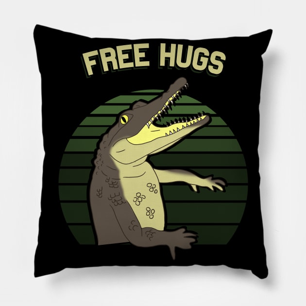 free hugs, funny crocodile drawing Pillow by FandomizedRose