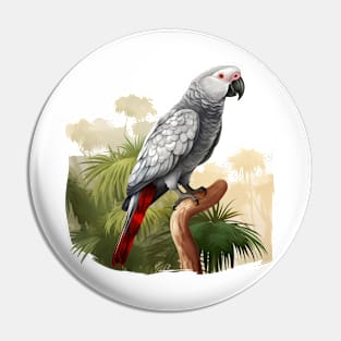 African Grey Parrot Pin