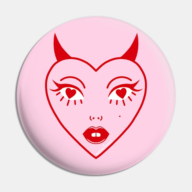 Diabla Heart Pink Face Pin by Nancyvheart 