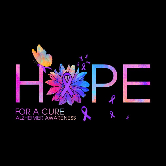 Hope For A Cure Alzheimer Awareness Flower Butterfly Gift by thuylinh8