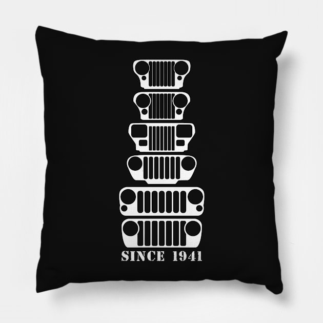 Jeep Grills White Logo Pillow by Caloosa Jeepers 