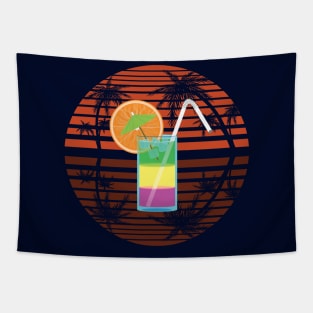 Cocktail and Sunset Retro / Vintage Print Tapestry