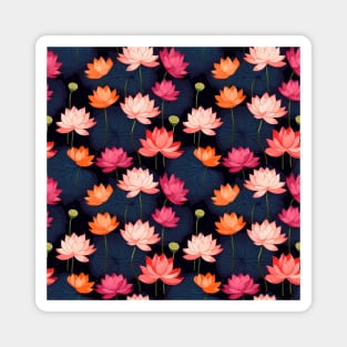 Serenity Blooms: Timeless Lotus Flower Pattern Magnet