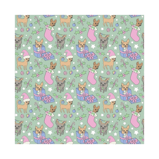 Christmas Chis! Christmas chihuahuas print in pastel by bettyretro