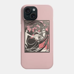 Flute Lady (black on pink) Phone Case