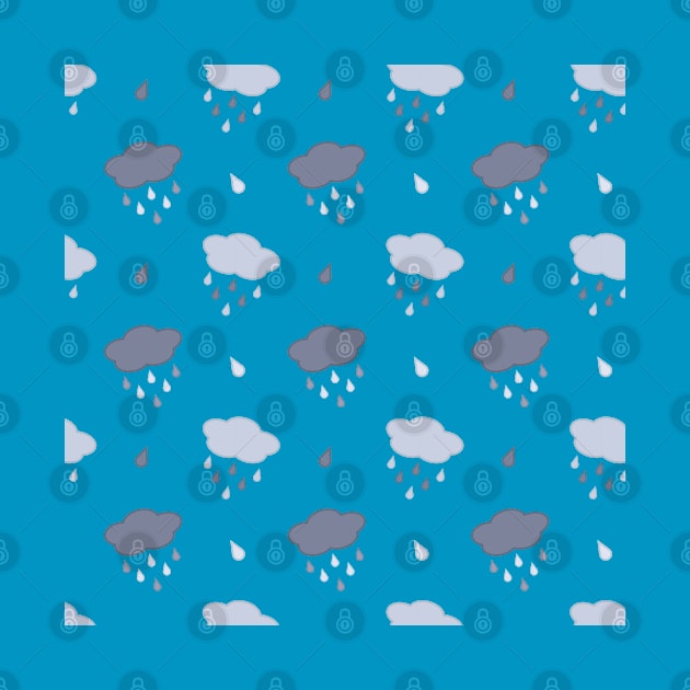 Rain Cloud Pattern in Blue by Kelly Gigi