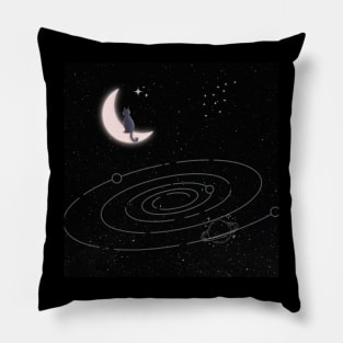 Universal Cat on Moon Pillow