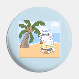 Cat Having A Vacation Pin