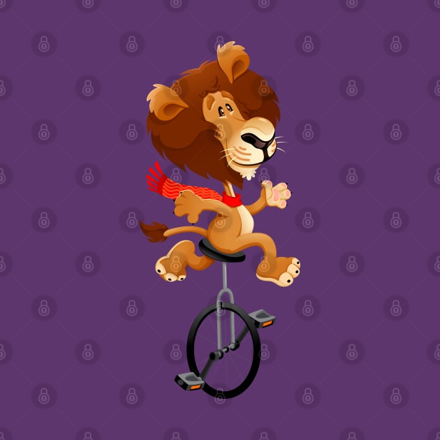 Funny lion on an unicycle by ddraw