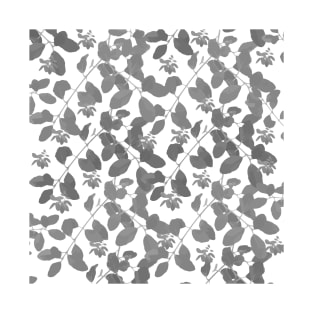 Grey Leaves pattern, grey, white, leaves, minimal, decor, T-Shirt