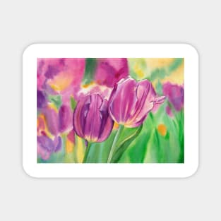 Watercolor bright tulips Magnet