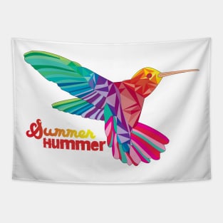 Summer Hummer - Geometric Sunset Colorful Hummingbird Tapestry