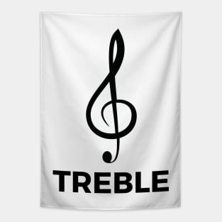 Treble Clef - Funny Music Puns Text On Bottom Tapestry