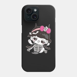 kawaii cute ghost cute skull, cute halloween girl Phone Case