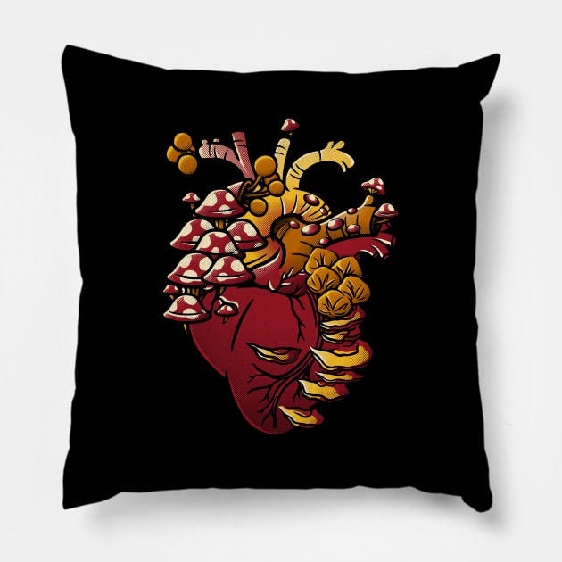 Cordyceps Fungi Heart by Tobe Fonseca Pillow by Tobe_Fonseca