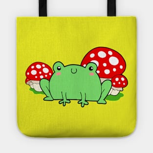 Cute Frog & Mushrooms Cottagecore Nature Tote