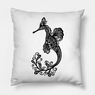 Black and White Print of Exotic Sea Dragon Pillow