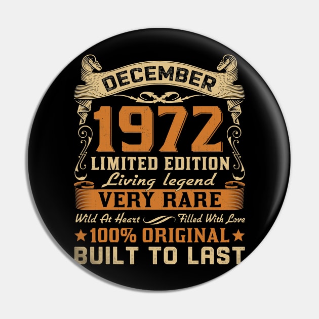 48th Birthday Gift 48 Years Old Retro Vintage December 1972 Pin by ruffianlouse