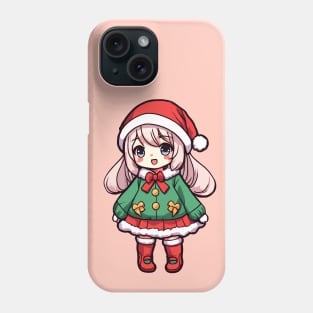 Cute christmas anime girl Phone Case