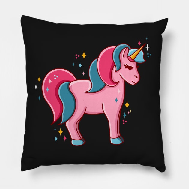 Special sparkles pink love unicorn Pillow by CyndiCarlson