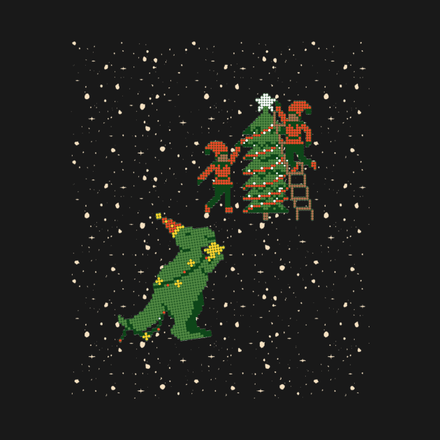 T- rex christmas tree star topper by SkyisBright