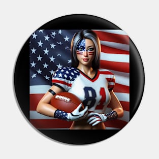 American Woman NFL Football Player #18 Pin