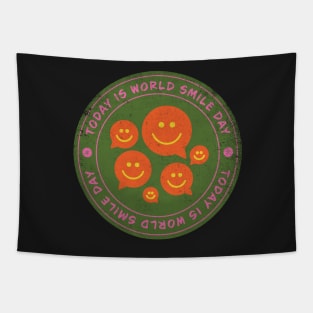Today is World Smile Badge Tapestry