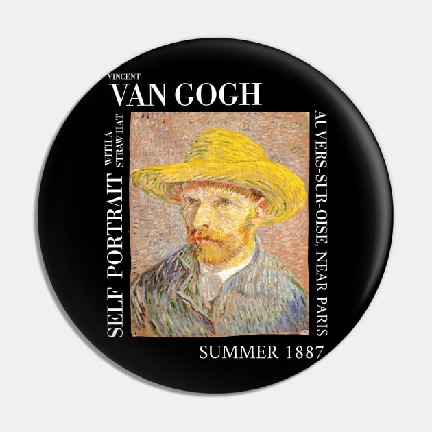 Van Gogh - Self Portrait with a Straw hat Pin by Vincent Van Gogh T-Shirts