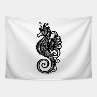 Black and White Print of Exotic Sea Horse Tapestry