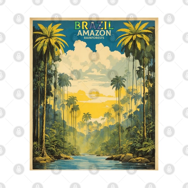 Amazon Rainforest Brazil Vintage Tourism Travel Poster by TravelersGems