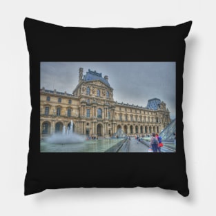 The Louvre With Fountain Pillow