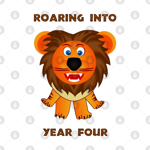 Roaring Into Year Four (Cartoon Lion) by TimespunThreads