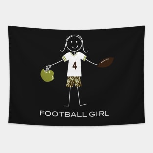 Funny Football Girl Stick Figure Football Player Tapestry