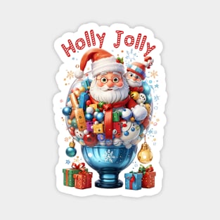 Holly Jolly bubble Santa Magnet