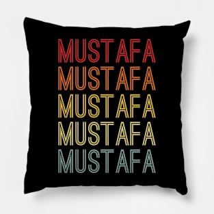 Mustafa Name Vintage Retro Pattern Pillow