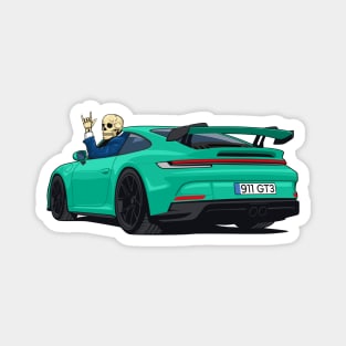 car 911 GT3 skull metal hands green Magnet