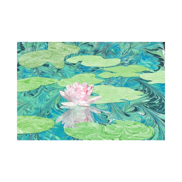 Water Lily Marbled Paper Collage by MarbleCloud