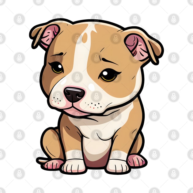 Cute Adorable Kawaii Brown Pitbull Terrier by designs4days