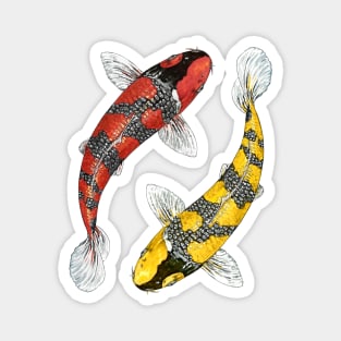 Lucky Jumping YinYang Black Red and Yellow Fish Magnet