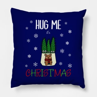 Hug Me It's Christmas - Eves Pin Cacti In Christmas Bear Pot Pillow